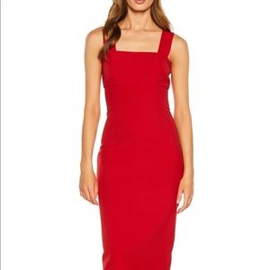 Bardot Square Neck Midi Dress